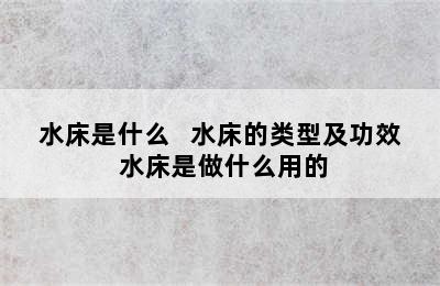 水床是什么   水床的类型及功效 水床是做什么用的